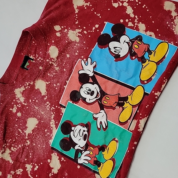 ๐ VINTAGE ULTRA RARE MICKEY MOUSE BLEACHED CUSTOM CROPPED OVERSIZE T SHIRT - Picture 2 of 6